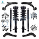 Set of 12 Front Lower Control Arm Ball Joint-Wheel Hub Bearing Assembly-Quick Complete Strut-Coil Spring Assembly-Rear Upper Control Arm-Wheel Hub Bearing Assembly-Shock Absorber For 2009 2010 Ford Edge