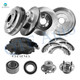 Set of 16 Front 262mm Brake Disc Rotors-Wheel Bearing-Ceramic Brake Pad Kit-Rear 246mm Brake Drum-Wheel Hub Bearing Assembly-Drum Brake Shoe For 2001-2005 Honda Civic