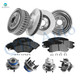16P Front 278mm Brake Disc Rotors-Wheel Bearing-Ceramic Brake Pad Kit-Rear 276.1mm Brake Drum-Wheel Hub Bearing Assembly-Ceramic Brake Pad Kit For 2003 2004 Pontiac Montana