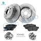 Set of 8 Rear 238mm Brake Disc Rotors-D564 7443 Ceramic Brake Pad Kit-Wheel Hub Bearing Assembly For 1992-1995 1999 2000 Honda Civic
