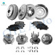 Set of 16 Front 256.05mm Brake Disc Rotors-Ceramic Brake Pad Kit-Wheel Hub Bearing Assembly-Rear 271mm Brake Drum-Ceramic Brake Pad Kit-Wheel Hub Bearing Assembly For 2008 Chevrolet Cobalt