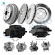 Set of 16 Front 296mm Brake Disc Rotors-Wheel Hub Bearing Assembly-Ceramic Brake Pad Kit-Rear 271mm Brake Drum-Wheel Hub Bearing Assembly-Ceramic Brake Pad Kit For 2005-2007 Chevrolet Cobalt