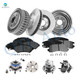 16P Front 278mm Brake Disc Rotors-Wheel Bearing-Ceramic Brake Pad Kit-Rear 276.1mm Brake Drum-Wheel Hub Bearing Assembly-Ceramic Brake Pad Kit For 2002-2004 Oldsmobile Silhouette