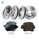Set of 12 Front 303mm-Rear 297.7mm Brake Disc Rotors-Ceramic Brake Pad Kit For 2004 Cadillac Seville