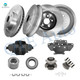 Set of 16 Front 275mm Brake Disc Rotors-Wheel Hub Bearing Assembly-Ceramic Brake Pad Kit-Rear 242mm Brake Drum-Wheel Bearing-Ceramic Brake Pad Kit For 2001-2005 Toyota Celica