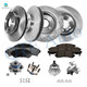 Set of 16 Front 303mm Brake Disc Rotors-Wheel Bearing-Ceramic Brake Pad Kit-Rear 280.8mm Brake Disc Rotors-Wheel Hub Bearing Assembly-Ceramic Brake Pad Kit For 2000 2001 Buick Lesabre