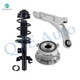 Set of 3 Front Left Lower Control Arm-Wheel Hub Bearing Assembly-Quick Complete Strut-Coil Spring Assembly For 2014-2018 Jeep Cherokee FWD