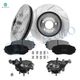 Set of 8 Front 320mm Drilled Slotted Brake Disc Rotors-Ceramic Brake Pad Kit-Suspension Knuckle Assembly For 2011-2014 Ford Edge