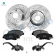 Set of 8 Front Ceramic Brake Pad Kit-282mm Drilled Slotted Brake Disc Rotors-Suspension Knuckle Assembly For 2008-2012 Honda Accord