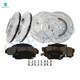 Set of 12 Front-Rear Drilled Slotted Disc Brake Rotors-Ceramic Brake Pad kit For 2003-2007 Honda Accord
