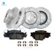 Set of 12 Front-Rear Drilled Slotted Disc Brake Rotors-Ceramic Brake Pad kit For 2007-2012 Lexus ES350