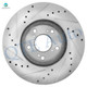 Set of 6 Front Drilled Slotted Disc Brake Rotors-Ceramic Brake Pad kit For 2002-2004 Honda CR-V