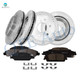 Set of 12 Front-Rear Drilled Slotted Disc Brake Rotors-Ceramic Brake Pad kit For 2015-2020 Chevrolet Suburban