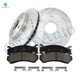 Set of 6 Front Drilled Slotted Disc Brake Rotors-Ceramic Brake Pad kit For 2004-2008 Chevrolet Express 1500
