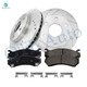 Set of 6 Front Drilled Slotted Disc Brake Rotors-Ceramic Brake Pad kit For 2005-2008 GMC Savana 1500