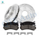 Set of 6 Front Drilled Slotted Disc Brake Rotors-Ceramic Brake Pad kit For 2005 2006 GMC Sierra 1500