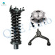 Set of 3 Front Left Lower Control Arm-Wheel Hub Bearing Assembly-Quick Complete Strut-Coil Spring Assembly For 2005 2006 Jeep Liberty