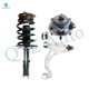 Set of 3 Front Right Lower Control Arm Ball Joint-Wheel Hub Bearing Assembly-Quick Complete Strut-Coil Spring For 1998-2001 Cadillac Seville