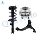 Set of 3 Front Right Lower Control Arm Ball Joint-Wheel Hub Bearing Assembly-Quick Complete Strut-Coil Spring Assembly For 2007-2009 Hyundai Santa FE