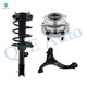 Set of 3 Front Left Lower Control Arm Ball Joint-Wheel Hub Bearing Assembly-Quick Complete Strut-Coil Spring Assembly For 2007-2009 Hyundai Santa FE GLS