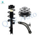 Set of 3 Front Left Lower Control Arm Ball Joint-Wheel Hub Bearing Assembly-Quick Complete Strut-Coil Spring Assembly For 2008-2012 Nissan Rogue FWD