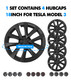 Set of 4 Matte Black Snap On Hubcap Wheel Rim Skin Covers For 2017-2023 Tesla 3 18 inch Wheel