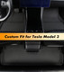 Set of 3 Floor Mats Carpets 3D Tech Waterproof Durable Floor Liners For 2017-2023 Tesla Model 3 Except Highland, Premium All Weather Anti-Slip Car Interior Accessories - Compatible for Model 3 2021 2022 2023