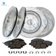 Set of 12 Front 320mm-Rear 308mm Drilled Slotted Brake Disc Rotors -Ceramic Brake Pad Kit For 2014-2019 Nissan 370Z
