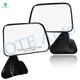Pair of 2 Left Driver Chrome/Flat-Right Passenger Side Chrome/Convex+Warning Manual Foldaway View Mirror Black Textured For 1987-1989 Toyota 4Runner