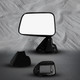 Pair of 2 Left Driver Chrome/Flat-Right Passenger Side Chrome/Convex+Warning Manual Foldaway View Mirror Black Textured For 1987-1989 Toyota 4Runner