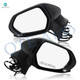 Pair of 2 Left Driver Chrome/Flat-Right Passenger Side Chrome/Convex+Warning Power Foldaway View Mirror Black Smooth 5H3P For 2018-2024 Toyota Camry