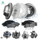 Set of 16 Front 303mm-Rear 278mm Drilled Slotted Brake Disc Rotors-Wheel Hub Bearing Assembly-Ceramic Brake Pad Kit For 2000 2001 Chevrolet Impala V6