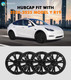 Set of 4 Wheel Covers Sport Hubcaps Gloss Black For 2020-2025 Tesla Y 19 inch