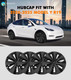 Set of 4 Wheel Covers Storm Hubcaps Black Gray For 2020-2025 Tesla Y 19 inch