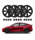Set of 4 Wheel Covers Tomahawk Hubcaps Matte Black For 2020-2025 Tesla Y 19 inch