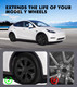 Set of 4 Wheel Covers Tomahawk Hubcaps Matte Black For 2020-2025 Tesla Y 19 inch