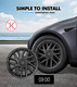 Set 4 Wheel Covers Refresh Edition Hubcaps Gunmetal Gray For 2023-2025 Tesla 3 18 inch