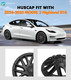 Set 4 Wheel Covers Refresh Edition Hubcaps Gunmetal Gray For 2023-2025 Tesla 3 18 inch