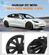 Set Of 4 Wheel Covers Small Sword Shadow Hubcaps For 2017-2023 Tesla 3 18 inch Except Highland