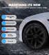 Set Of 4 Wheel Covers Spider Web II Hubcaps Matte Black For 2017-2023 Tesla 3 18 inch Except Highland