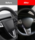 Steering Wheel Panel Wrap Kit Cover Trim For 2017-2023 Tesla 3 Matte Carbon Except Highland