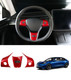 Steering Wheel Panel Wrap Kit Cover Trim For 2020-2025 Tesla Y Painted Red