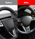 Steering Wheel Panel Wrap Kit For 2020-2025 Tesla Y High Gloss Carbon Fiber Steering Wheel Panel Wrap Kit For 2020-2025 Tesla Y High Gloss Carbon Fiber