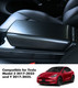 Matte Finish Black Carbon Fiber Pattern Armrest Cover For 2017-2023 Tesla 3 Except Highland, 2020-2025 Tesla Y