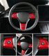 Steering Wheel Panel Wrap Kit Cover Trim For 2017-2023 Tesla 3 Except Highland, 2020-2025 Tesla Y Painted Red