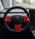 Steering Wheel Panel Wrap Kit Cover Trim For 2017-2023 Tesla 3 Except Highland, 2020-2025 Tesla Y Painted Red