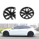 Set of 4 Gloss Black Snap On Hubcap Wheel Rim Skin Covers To 2017-2023 Tesla 3 Except Highland