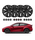 Set of 4 Wheel Covers Storm Hubcaps Black Gray To 2020-2025 Tesla Y 19 inch