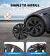Set of 4 Wheel Covers Storm Hubcaps Black Gray To 2020-2025 Tesla Y 19 inch