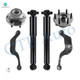 Set of 6 Rear Upper Rearward Control Arm-Wheel Hub Bearing Assembly-Shock Absorber For 2008-2017 Buick Enclave Monotube Performance Upgrade